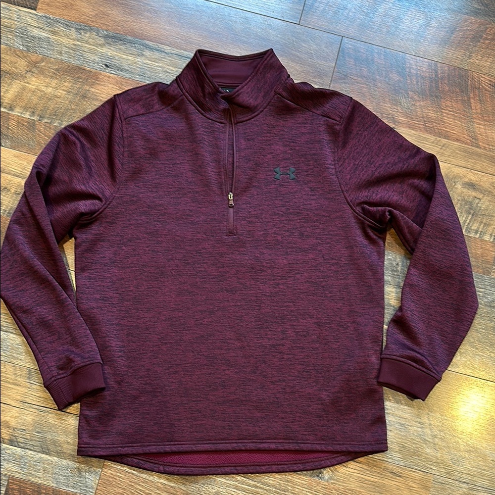 Under Armour Maroon Quarter-Zip Coldgear Pullover. Large